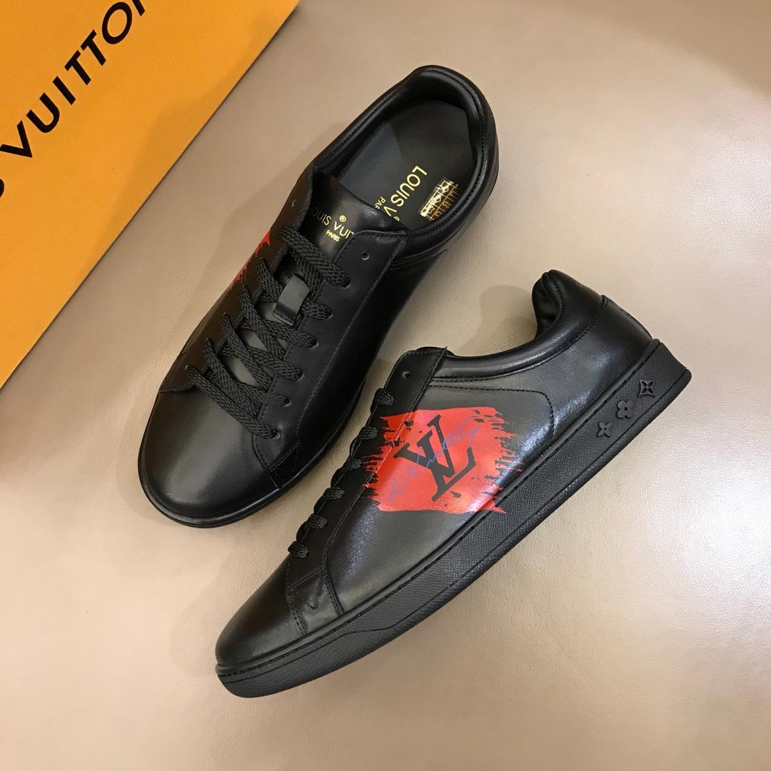 lv Fashion Sneakers Black and red LV swash print with black sole MS02871