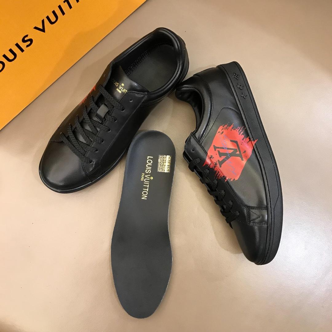 lv Fashion Sneakers Black and red LV swash print with black sole MS02871