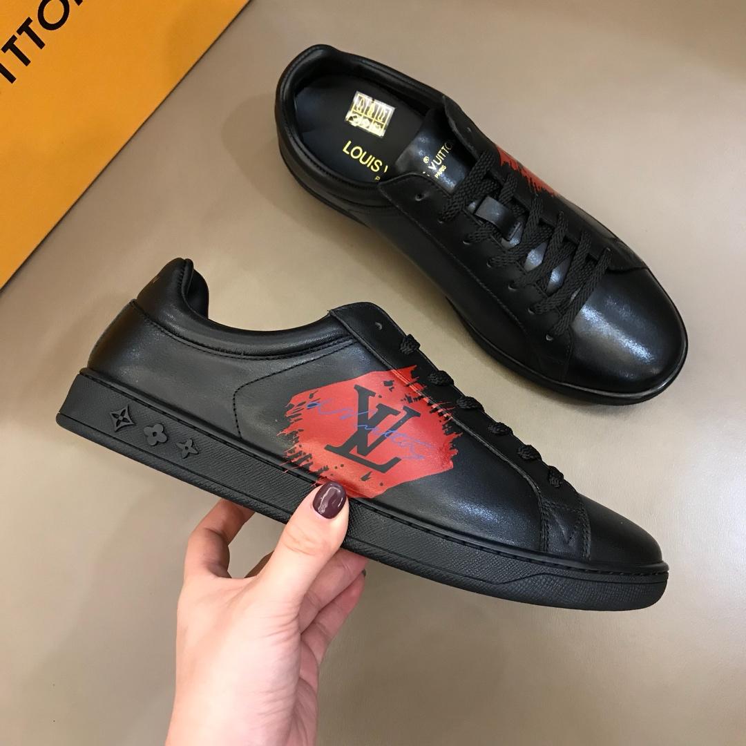 lv Fashion Sneakers Black and red LV swash print with black sole MS02871