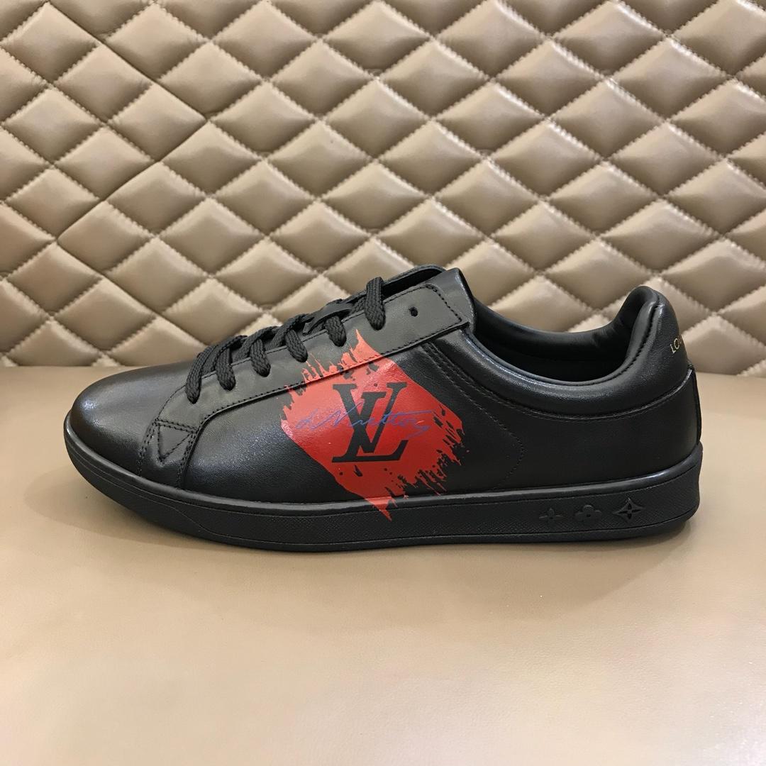 lv Fashion Sneakers Black and red LV swash print with black sole MS02871