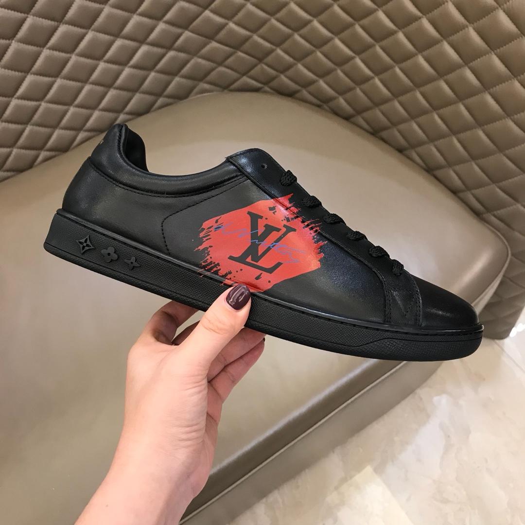 lv Fashion Sneakers Black and red LV swash print with black sole MS02871