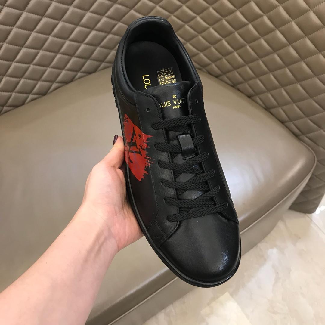 lv Fashion Sneakers Black and red LV swash print with black sole MS02871