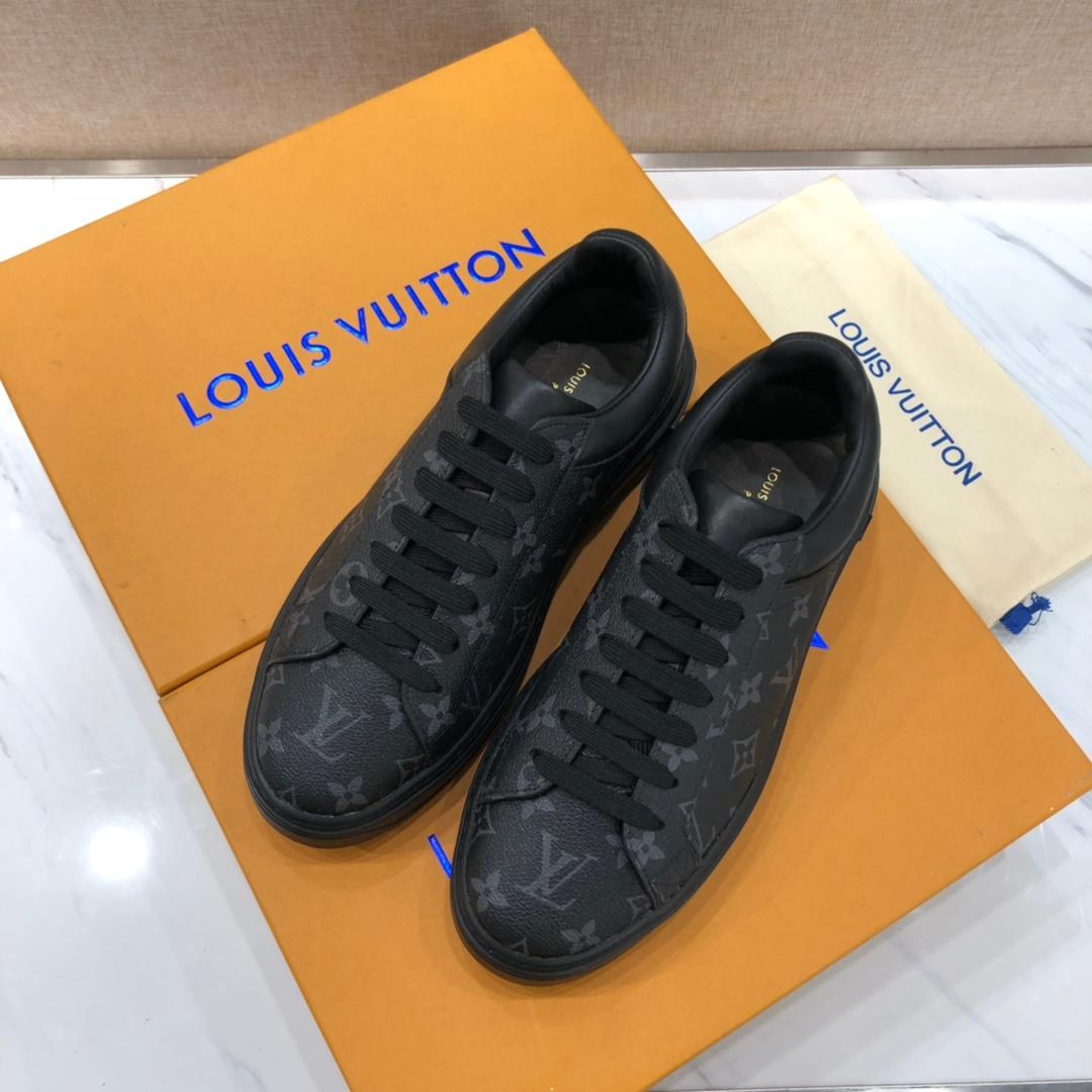 lv Fashion Sneakers Black and Monogram print with black sole MS071002