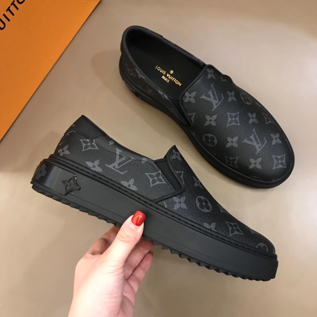 lv Fashion Sneakers Black and Monogram print with black sole MS02865