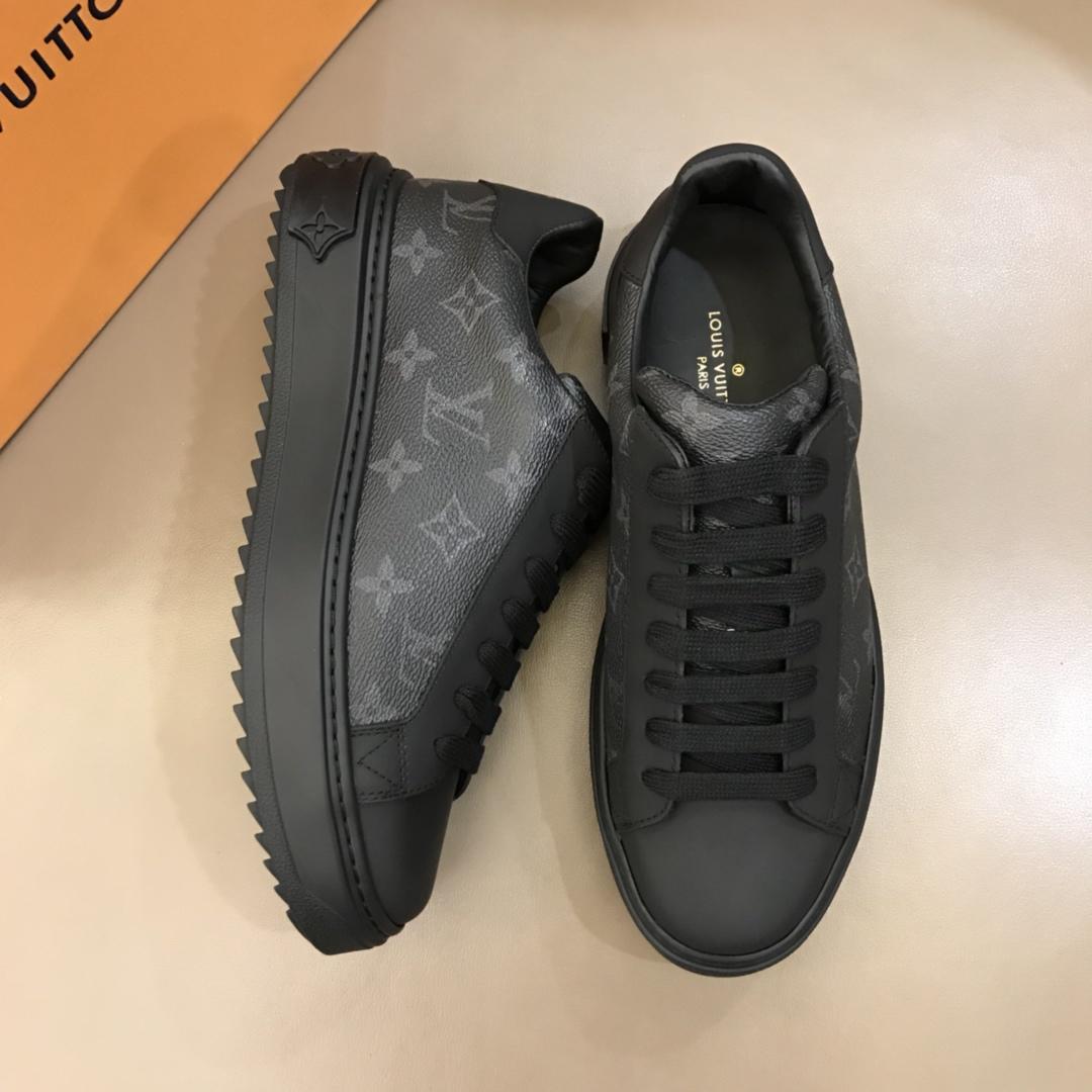 lv Fashion Sneakers Black and Monogram print with black sole MS02857