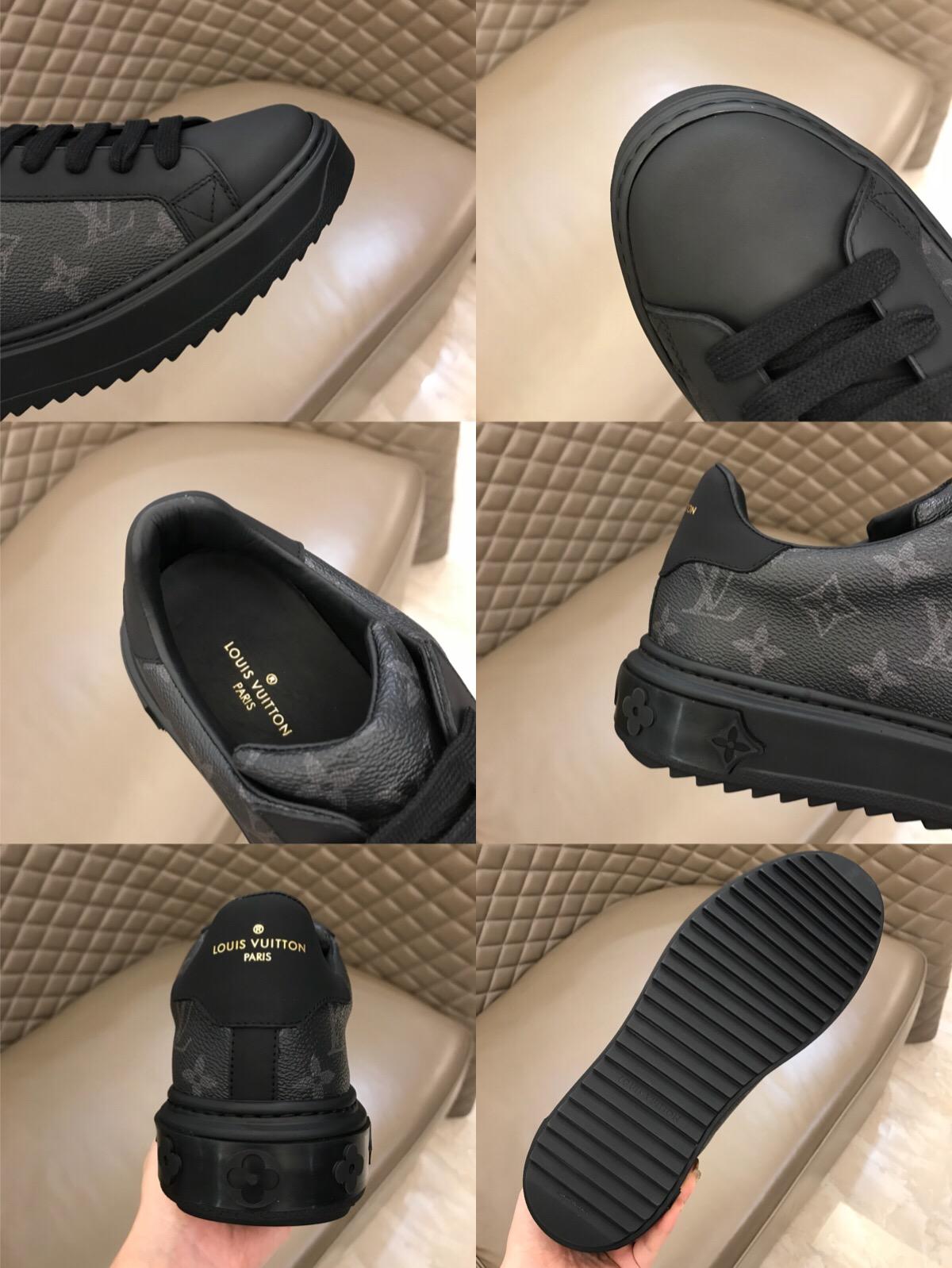 lv Fashion Sneakers Black and Monogram print with black sole MS02857