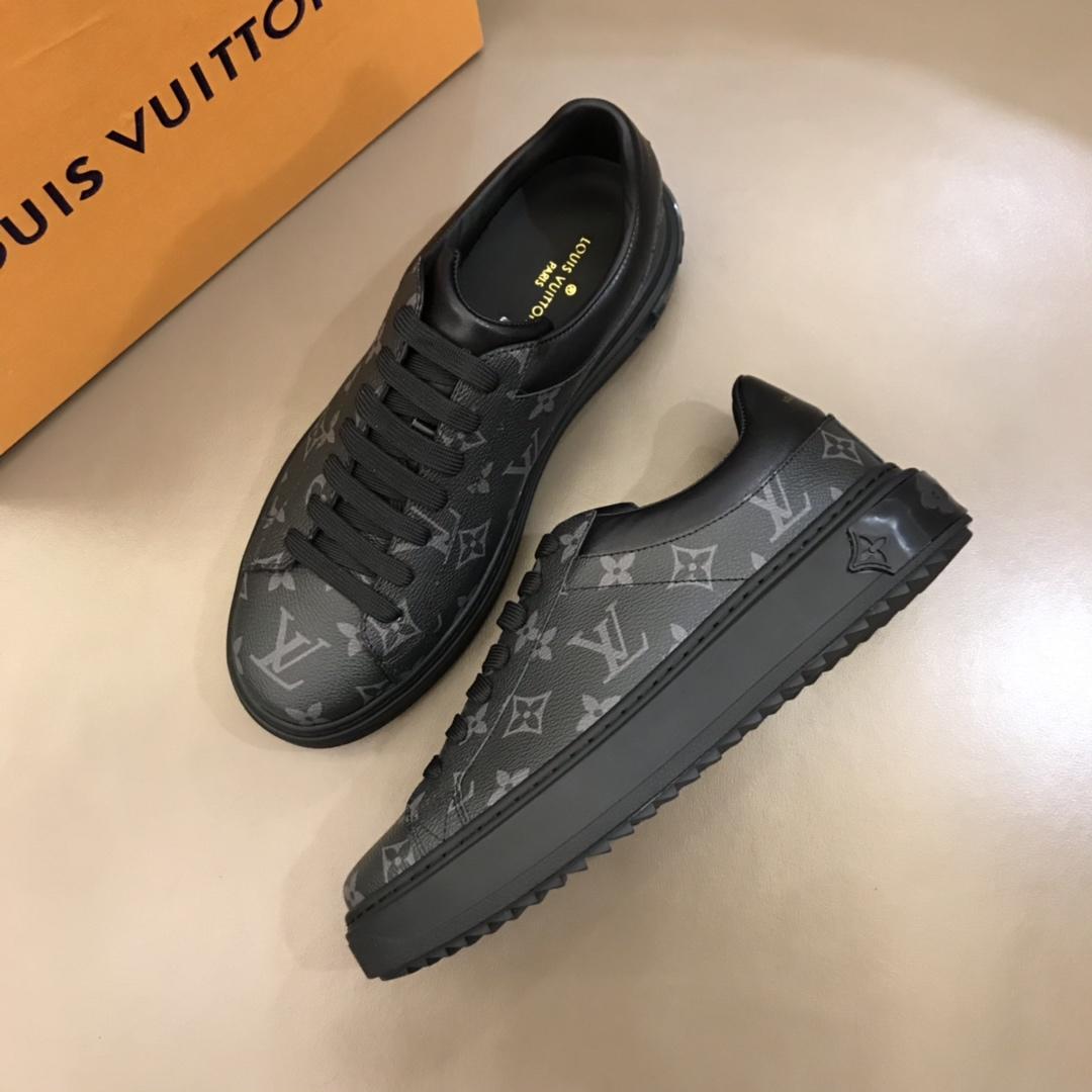 lv Fashion Sneakers Black and Monogram print with black sole MS02856