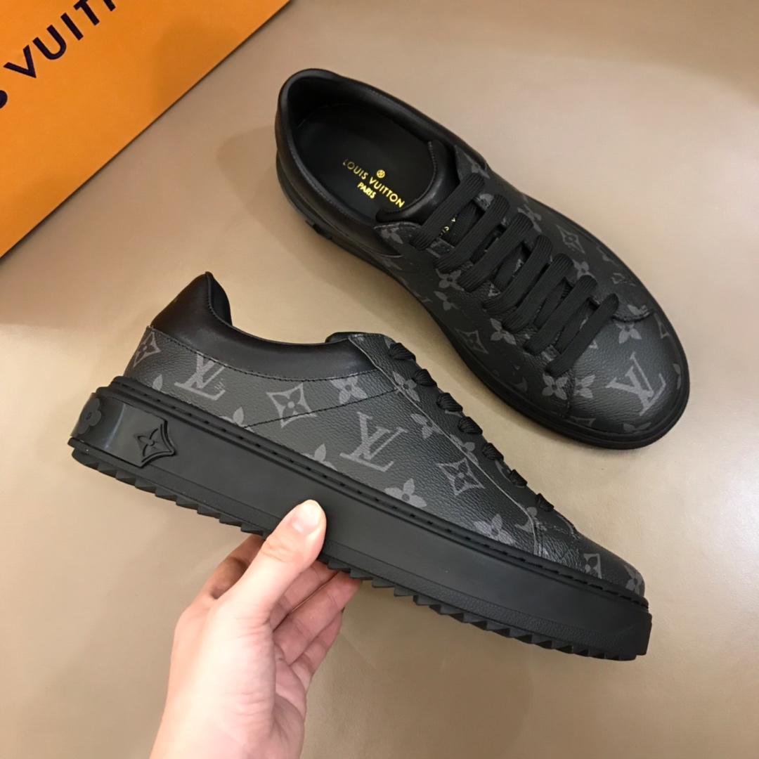 lv Fashion Sneakers Black and Monogram print with black sole MS02856