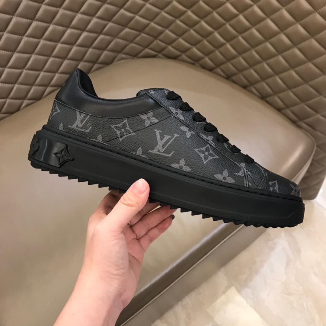 lv Fashion Sneakers Black and Monogram print with black sole MS02856