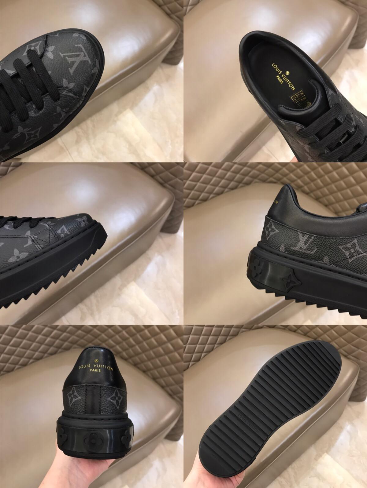 lv Fashion Sneakers Black and Monogram print with black sole MS02856