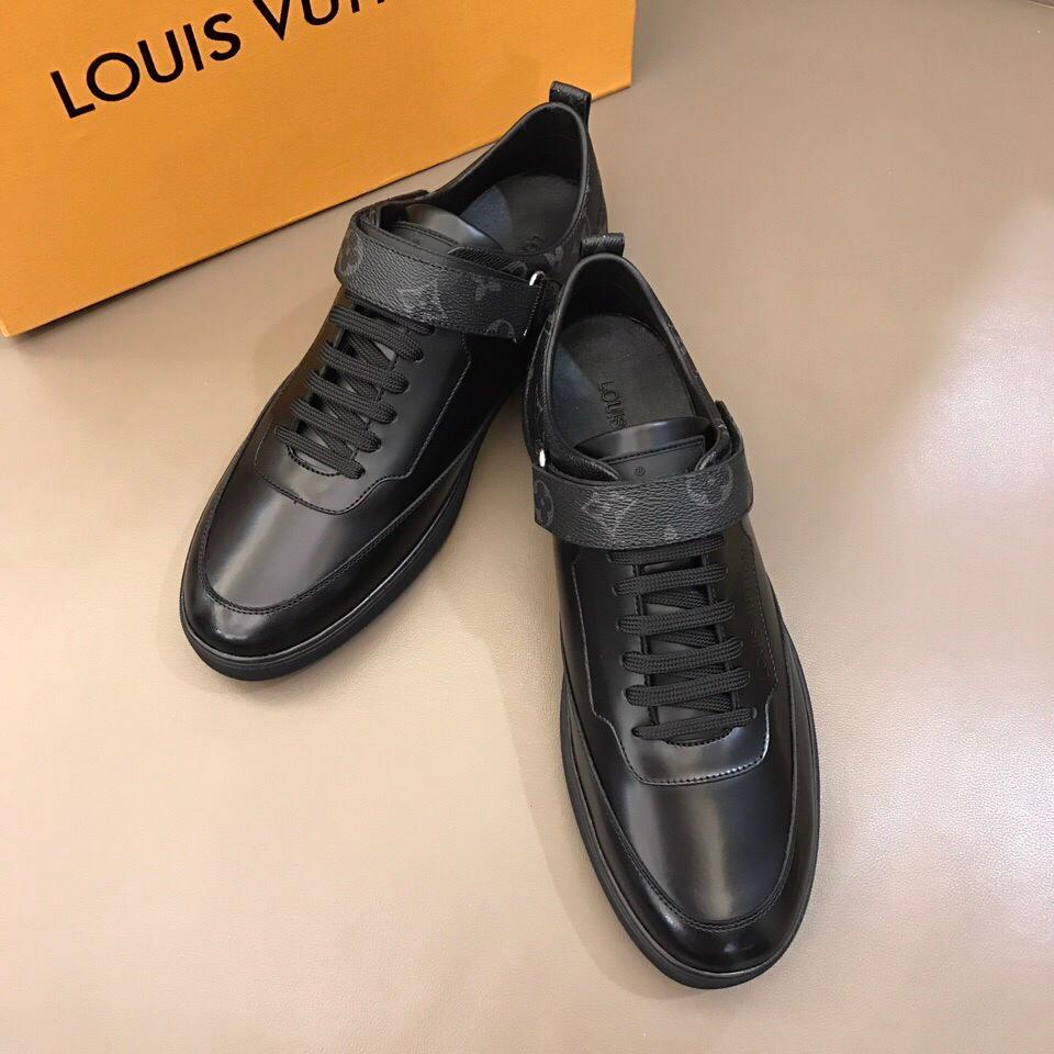 lv Fashion Sneakers Black and Monogram print heel and black sole MS02869