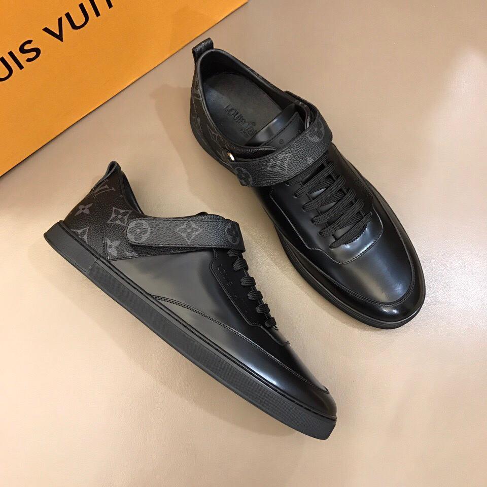 lv Fashion Sneakers Black and Monogram print heel and black sole MS02869