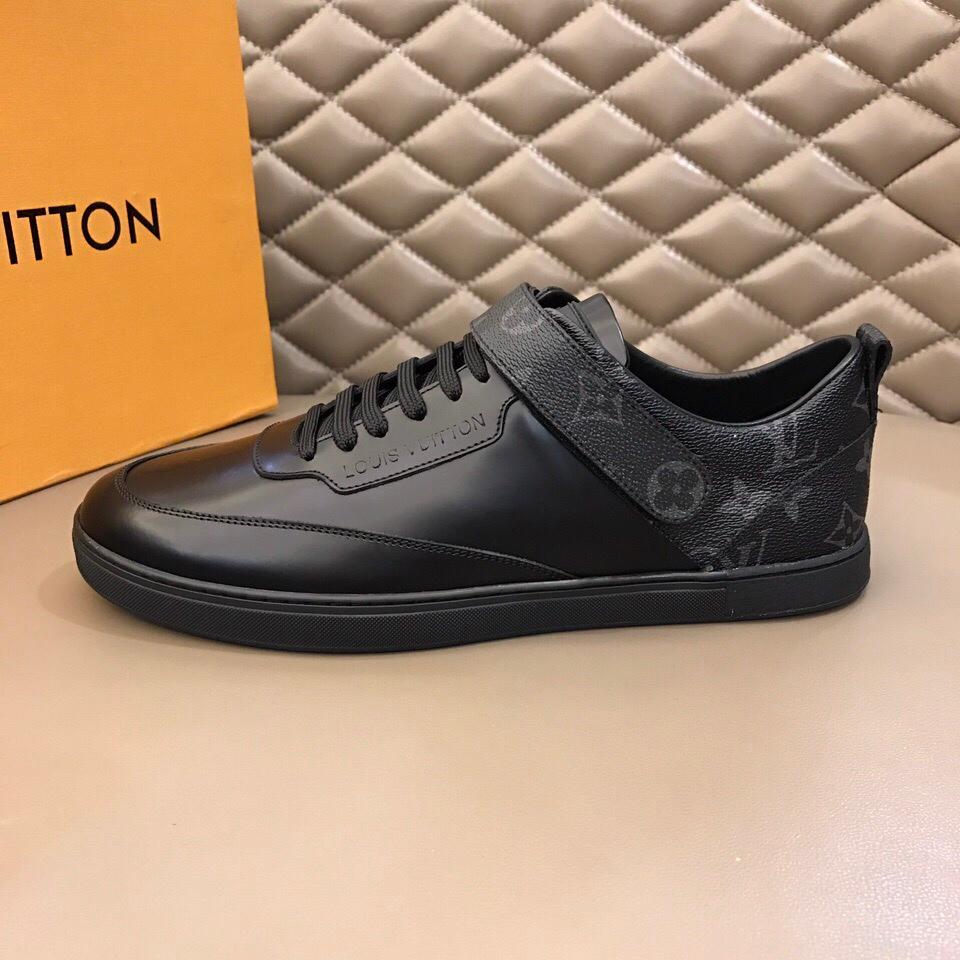 lv Fashion Sneakers Black and Monogram print heel and black sole MS02869