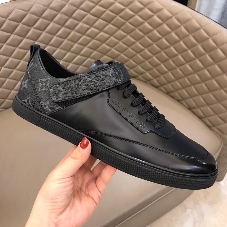 lv Fashion Sneakers Black and Monogram print heel and black sole MS02869