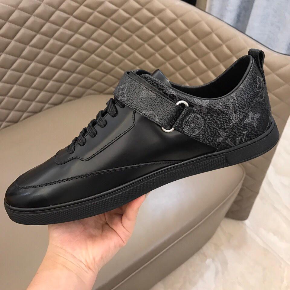 lv Fashion Sneakers Black and Monogram print heel and black sole MS02869