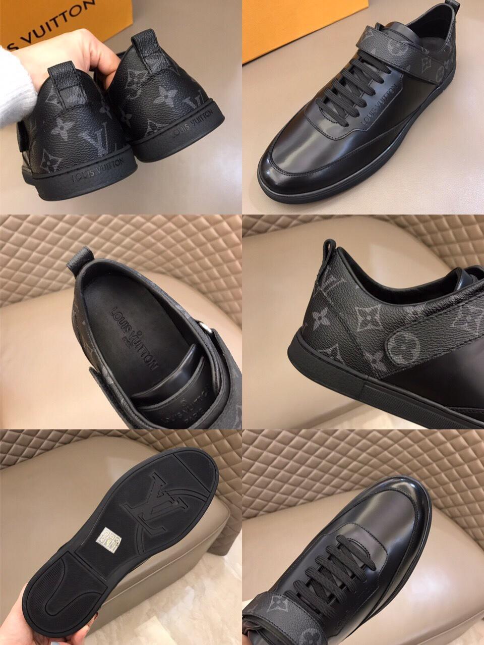 lv Fashion Sneakers Black and Monogram print heel and black sole MS02869