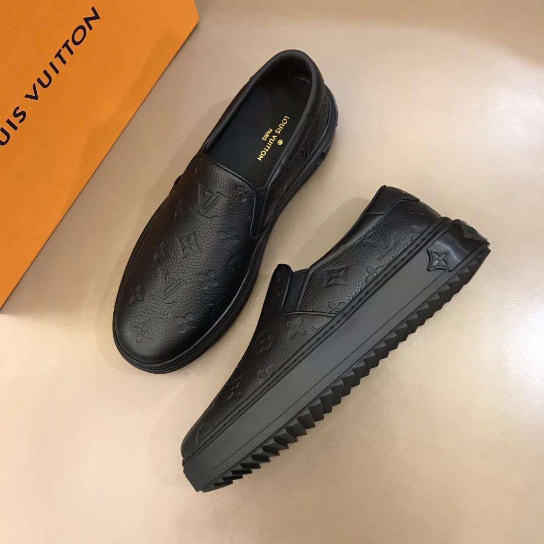 lv Fashion Sneakers Black and Monogram embossed with black sole MS02849