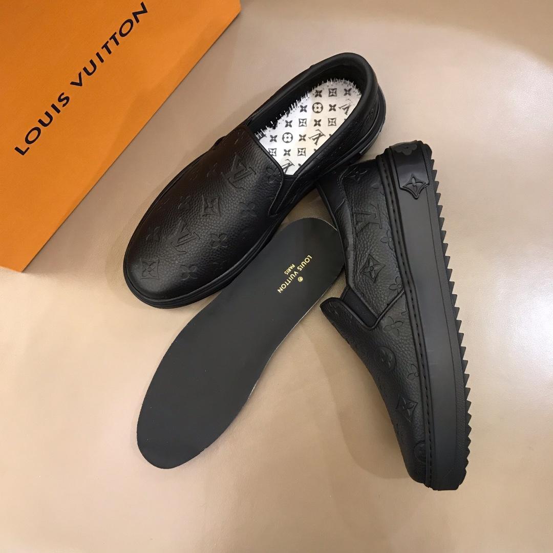 lv Fashion Sneakers Black and Monogram embossed with black sole MS02849