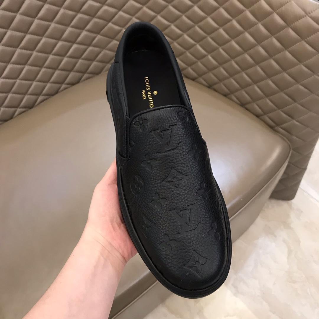 lv Fashion Sneakers Black and Monogram embossed with black sole MS02849