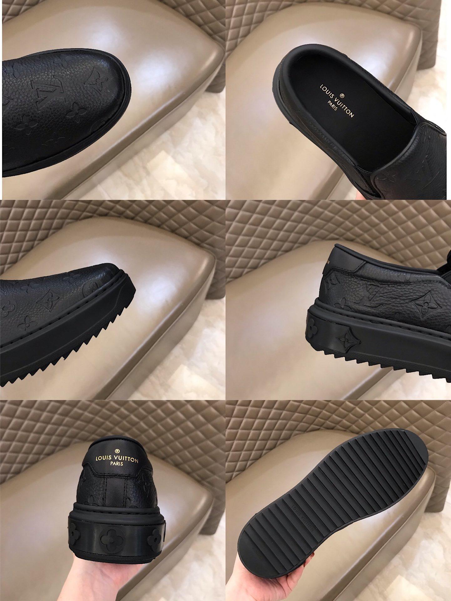 lv Fashion Sneakers Black and Monogram embossed with black sole MS02849