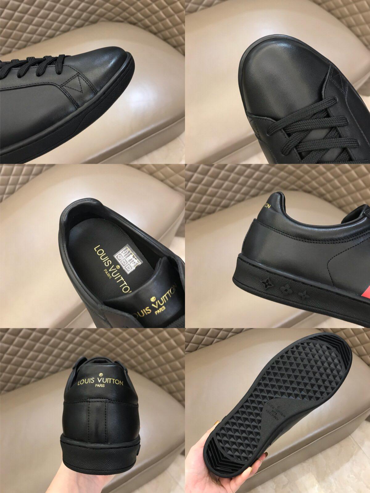 lv Fashion Sneakers Black and LV striped print with black sole MS02873