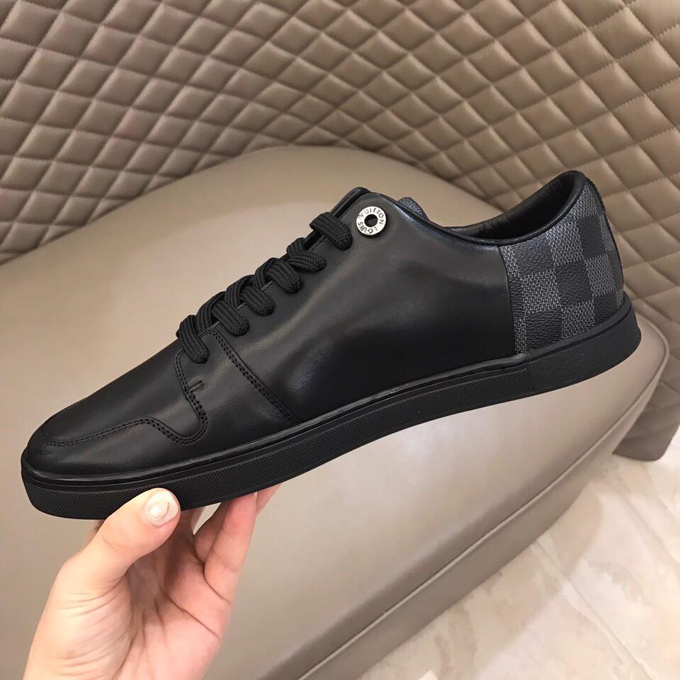 lv Fashion Sneakers Black and Damier Graphite Print Heels and Black Sole MS02868