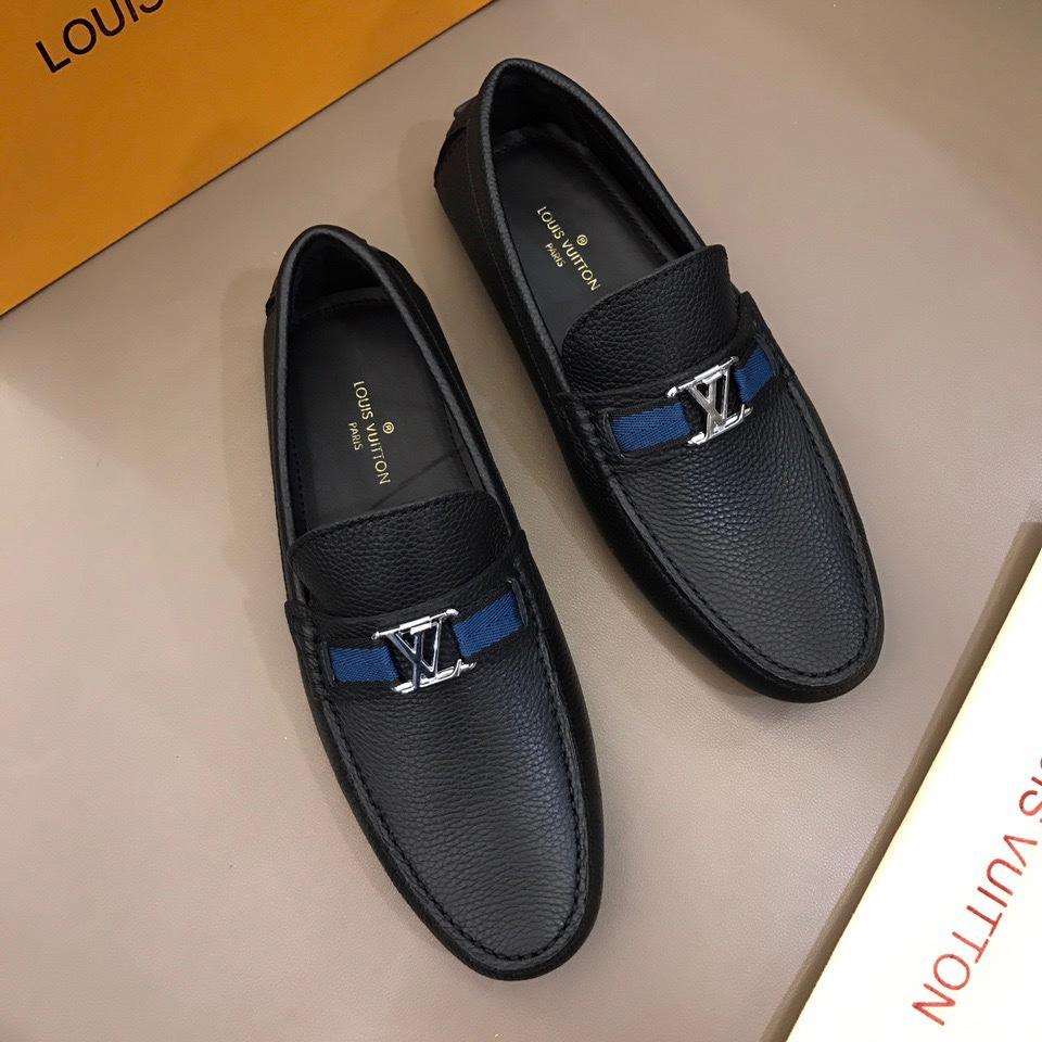 lv Arizona Moccasin Black Loafers With Silver Buckle MS02788