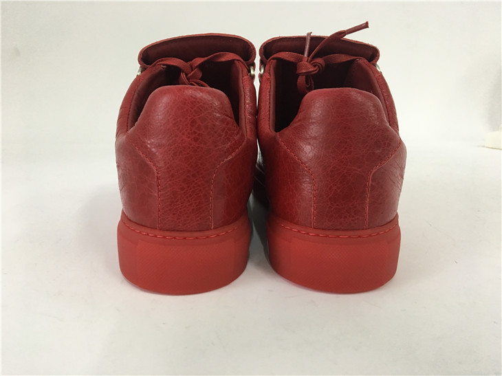 High Quality Red Insole  2016 New Balenciaga Arena Red Low Top Creased Leather Sneakers