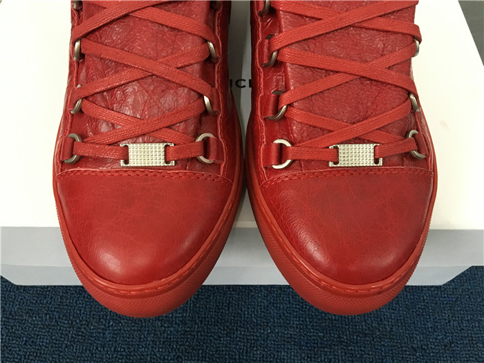 High Quality Red Insole  2016 New Balenciaga Arena Red Low Top Creased Leather Sneakers