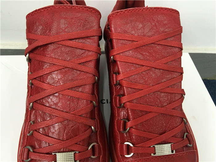 High Quality Red Insole  2016 New Balenciaga Arena Red Low Top Creased Leather Sneakers