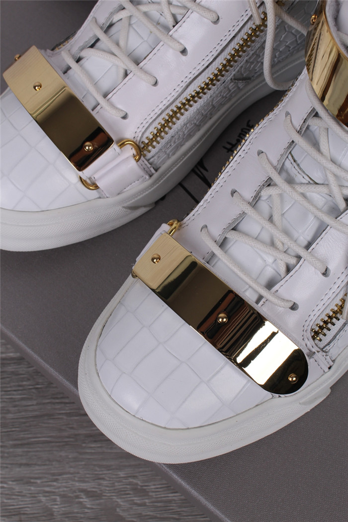 High Quality Mens Giuseppe Zanotti Croc White High Top Lace Up Crocodile Kanye Shoes Sneakers