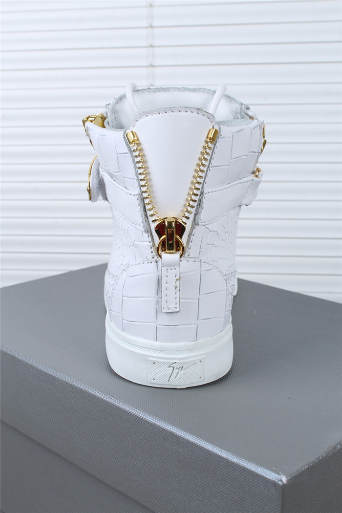 High Quality Mens Giuseppe Zanotti Croc White High Top Lace Up Crocodile Kanye Shoes Sneakers