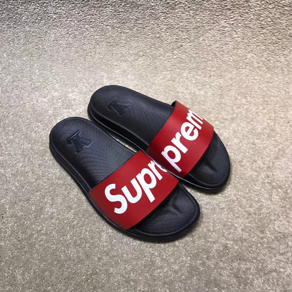 High Quality lv x Supreme Red slides OF_2A063E5FADF6