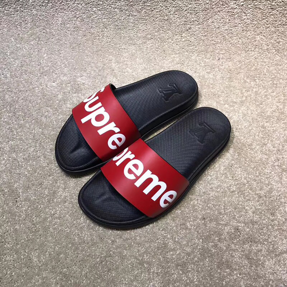 High Quality lv x Supreme Red slides OF_2A063E5FADF6