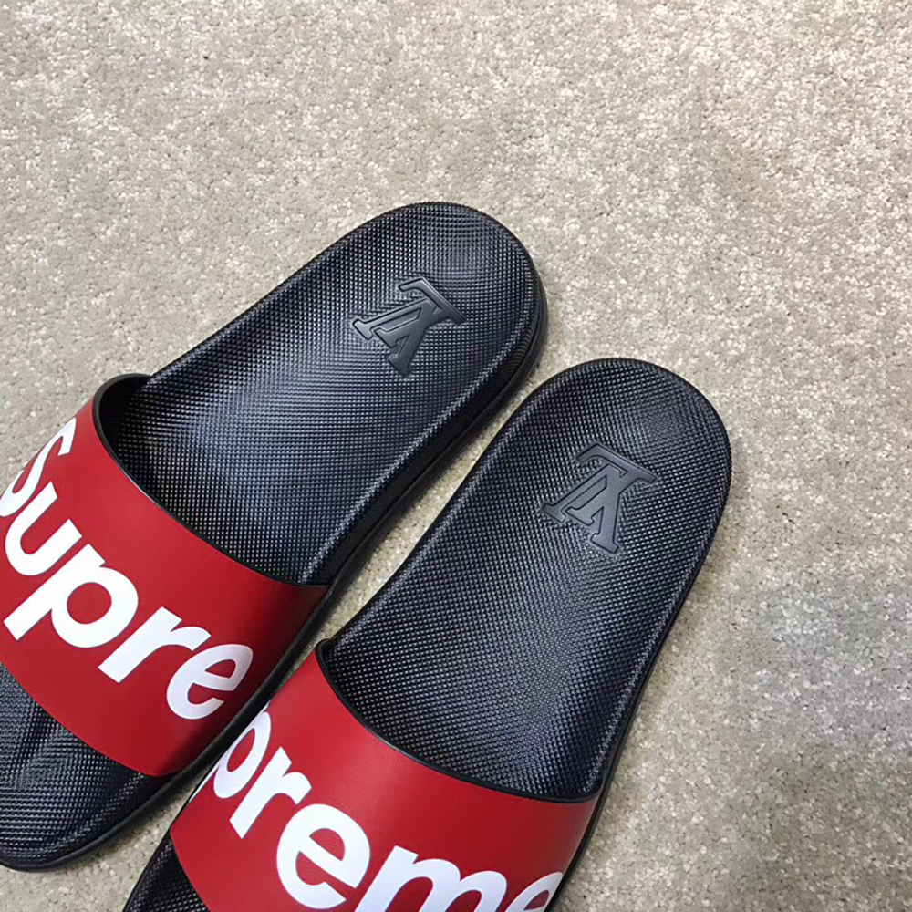 High Quality lv x Supreme Red slides OF_2A063E5FADF6