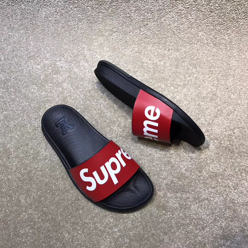 High Quality lv x Supreme Red slides OF_2A063E5FADF6