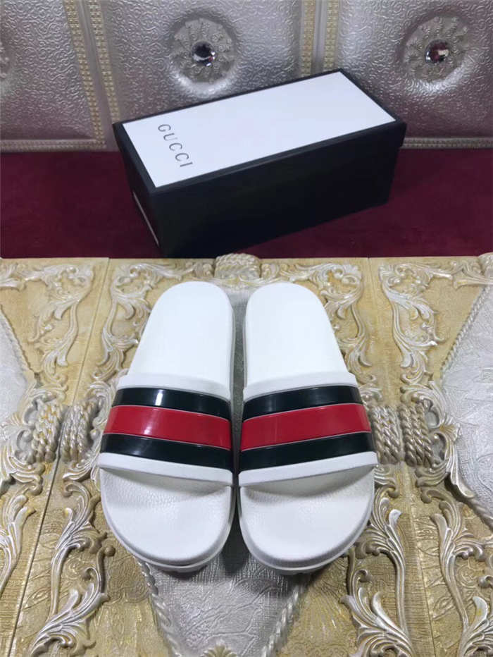 High Quality Gucci Web slide sandal(white) OF_E322768A8F79