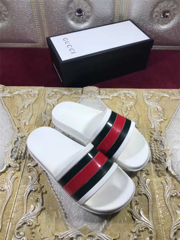 High Quality Gucci Web slide sandal(white) OF_E322768A8F79