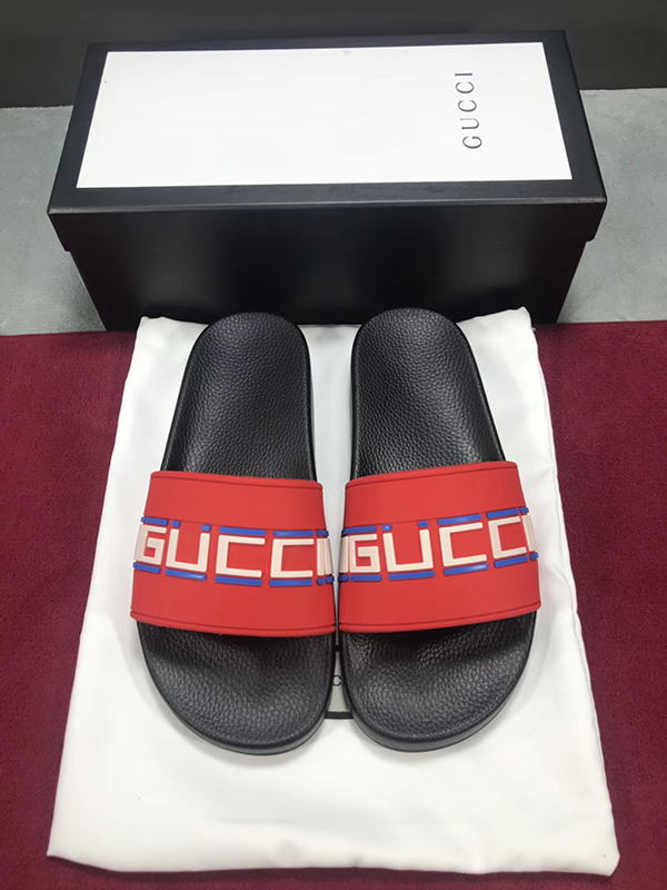 High Quality Gucci Stripe Rubber Slide Sandal(Red) OF_079C25B4C42B