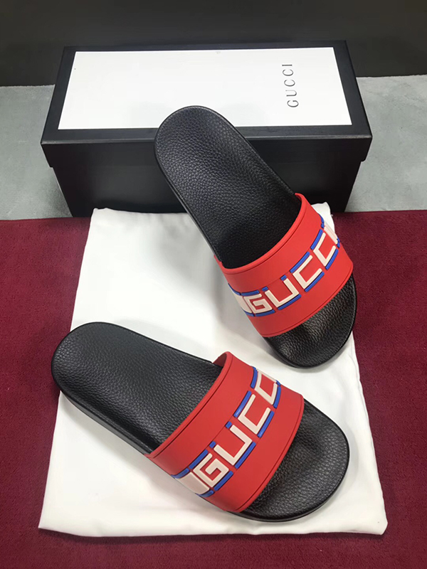 High Quality Gucci Stripe Rubber Slide Sandal(Red) OF_079C25B4C42B