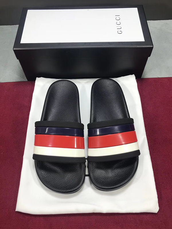 High Quality Gucci Strap Rubber Slide Sandal with Sylvie Web OF_4DD888345DC1