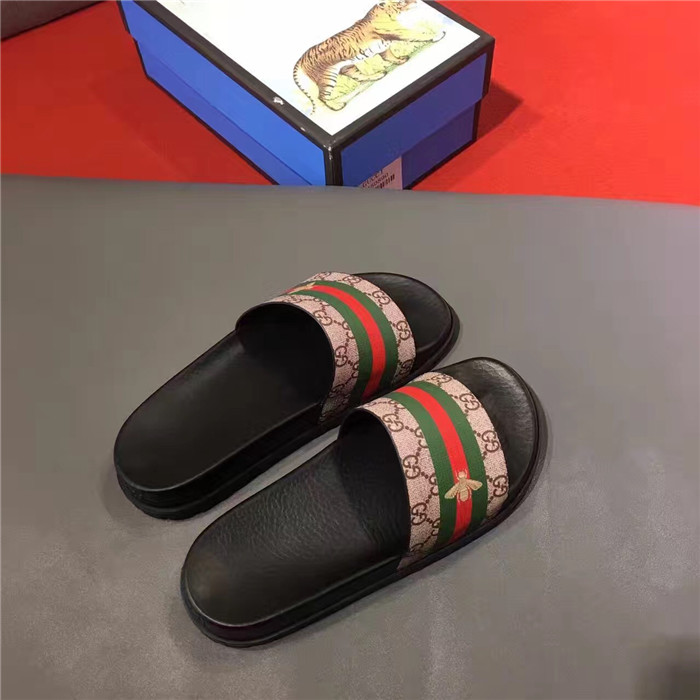 High Quality Gucci Double G Print with Stripes Sandals OF_FED0B857DC95