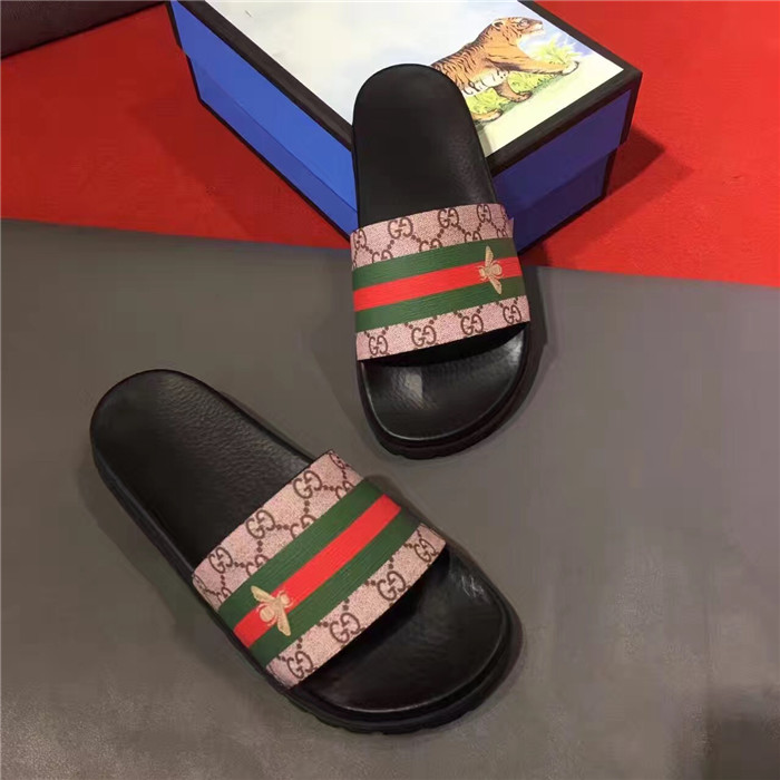 High Quality Gucci Double G Print with Stripes Sandals OF_FED0B857DC95