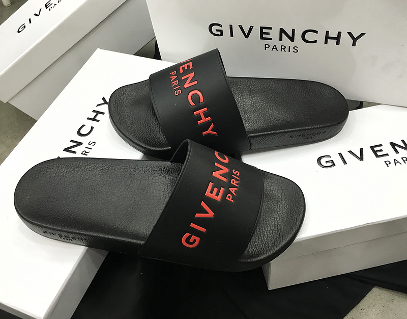 High Quality Givenchy Logo Polyurethane Slide Sandals In Black geng001