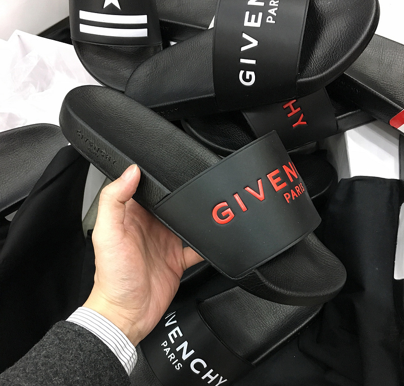 High Quality Givenchy Logo Polyurethane Slide Sandals In Black geng001