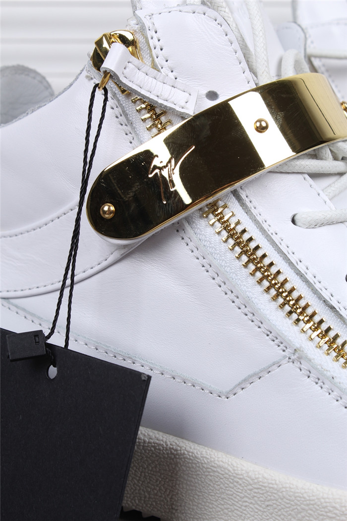 High Quality Giuseppe Zanotti White Leather Maylon High Top Sneakers