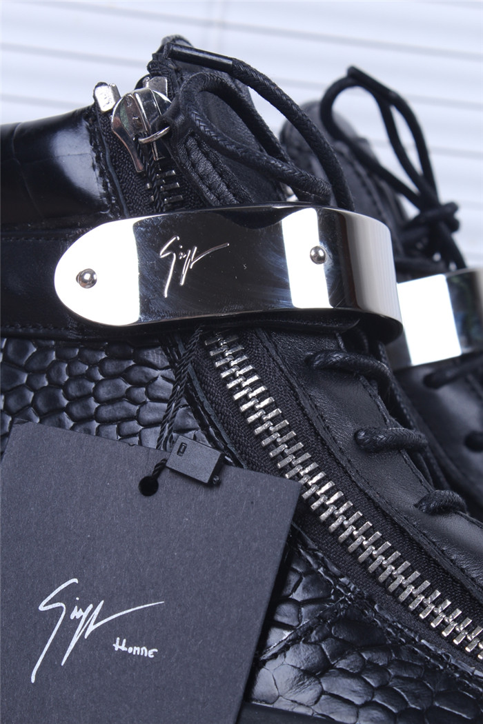 High Quality Giuseppe Zanotti Snakeskin-Effect High Top Sneakers Black