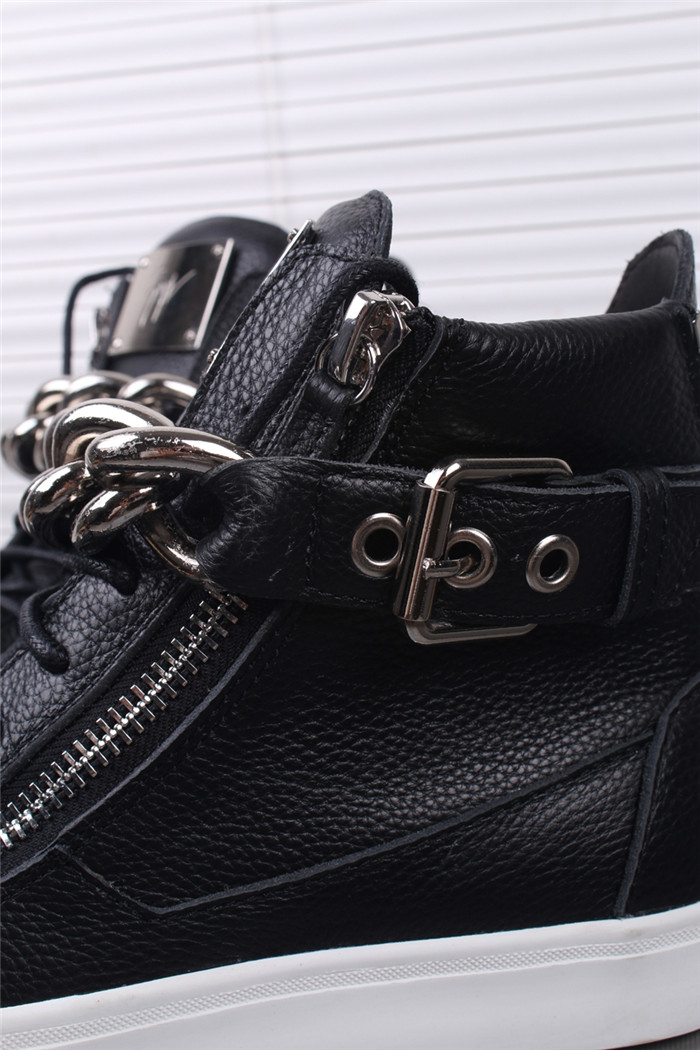 High Quality Giuseppe Zanotti Silver Chain High Top Sneakers Black