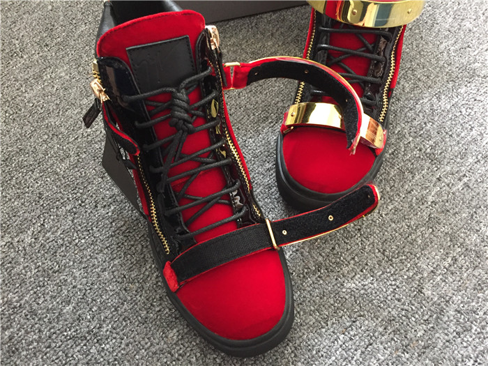 High Quality Giuseppe Zanotti Red Velvet London High Top Sneaker