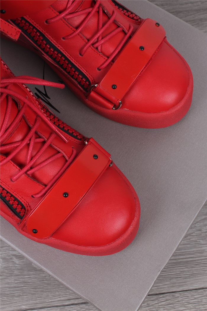 High Quality Giuseppe Zanotti Men Smooth Leather High Top Red Sneaker